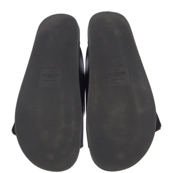 Valentino Garavani Black and Gold Sandals - Picture 3 of 6